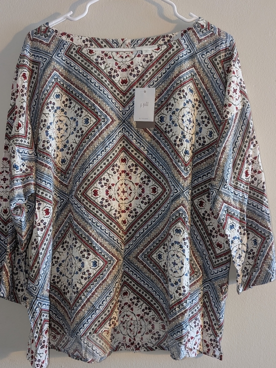 J. Jill Tops - J.Jill Tunic XLP White Red Blue Patterned, Women's